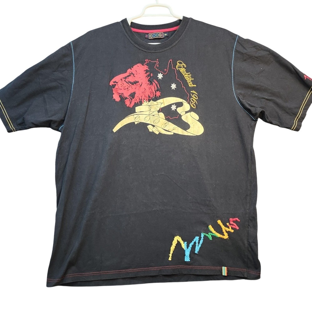Coogi Shirt Mens 3XL Lion Embroidered Graphic Established 1969 Colorful Tee